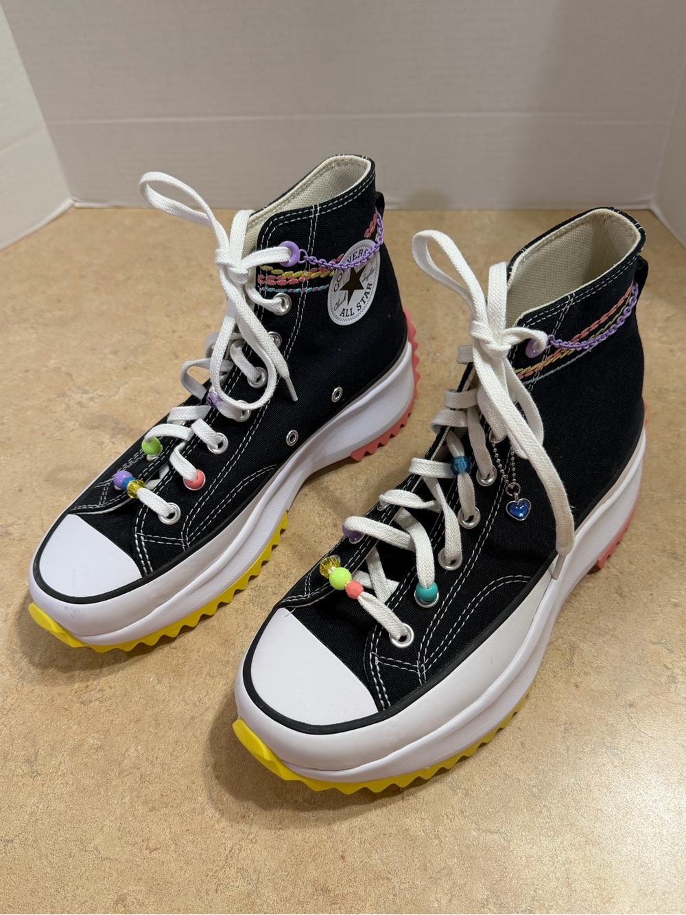 Converse Run Star Hike High-Top Platform Sneakers w Multicolor Bead Accents